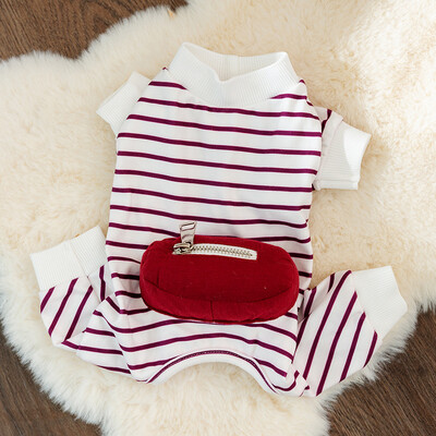 Kućni ogrtač s džepom i džepom za psa Mali i srednji psi Prugasti kombinezon Teddy Zimska topla odjeća Oprema za kućne ljubimce