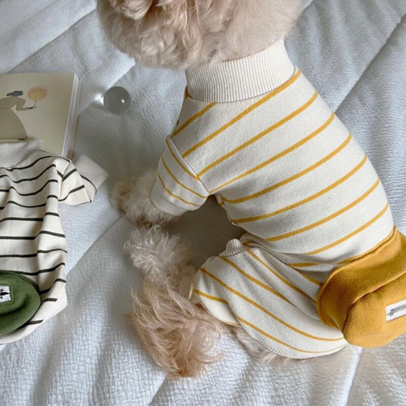 Kućni ogrtač s džepom i džepom za psa Mali i srednji psi Prugasti kombinezon Teddy Zimska topla odjeća Oprema za kućne ljubimce