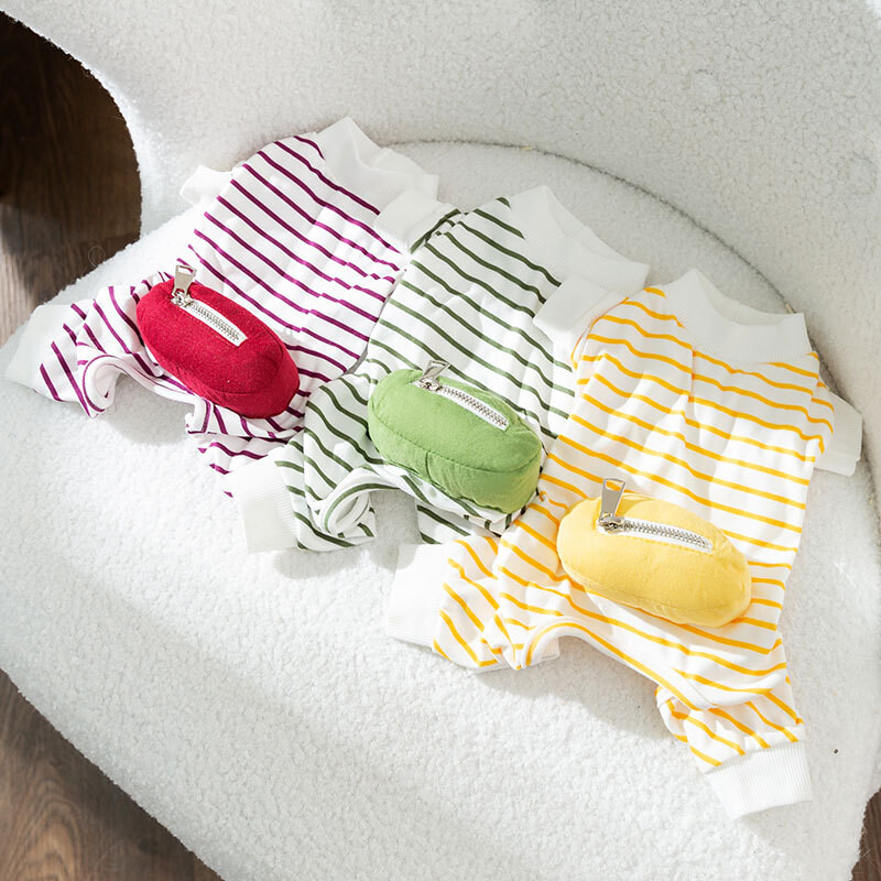 Kućni ogrtač s džepom i džepom za psa Mali i srednji psi Prugasti kombinezon Teddy Zimska topla odjeća Oprema za kućne ljubimce