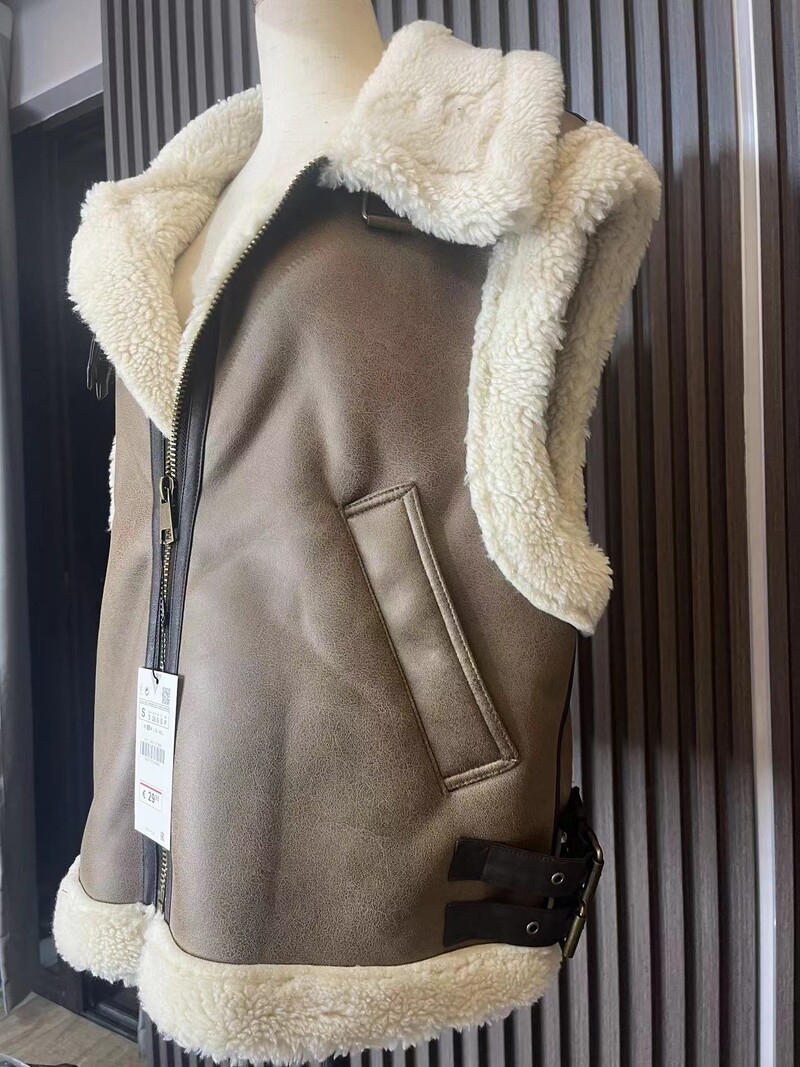 UNIZERA 2023 Jesen/Zima Novi proizvod Nova ženska modna ležerna majica bez rukava s polo izrezom i patentnim zatvaračem u tri boje od flisa