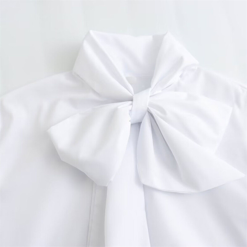 UNIZERA Proljeće 2024. Nova ženska modna retro tanka košulja u stilu Hong Konga s mašnom i ukrasom od poplina