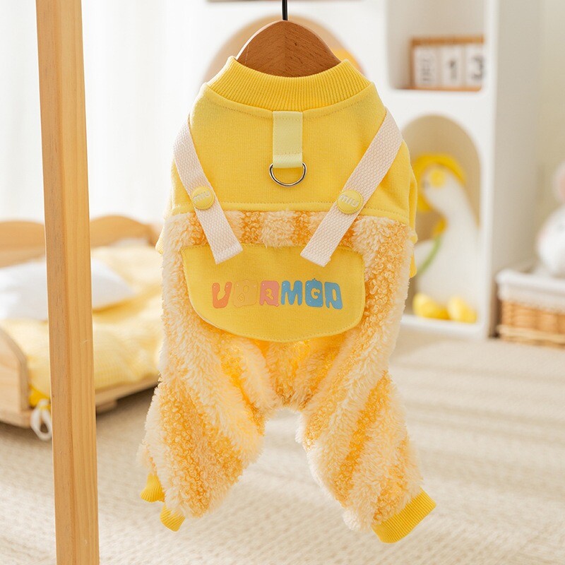 Talvised koerariided Kuu fliis Lemmikloomakandja püksid Vikerkaare triibuline nelja jalaga riided Väikese koera soojad riided