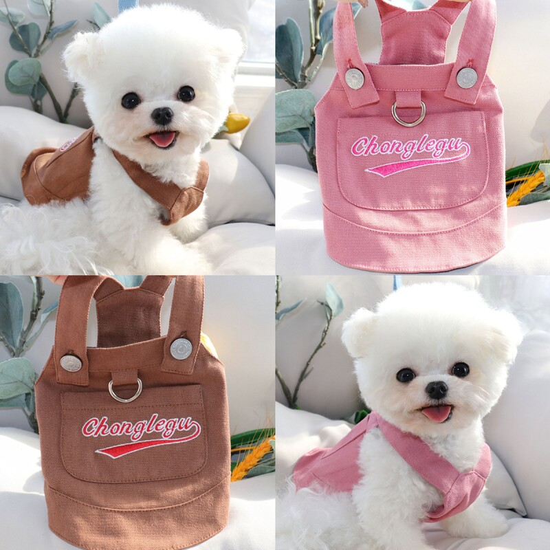 Puppy Ljetni traper tregeri Jednobojna odjeća za pse Bichon pulover s uzicama Teddy Meka majica bez rukava