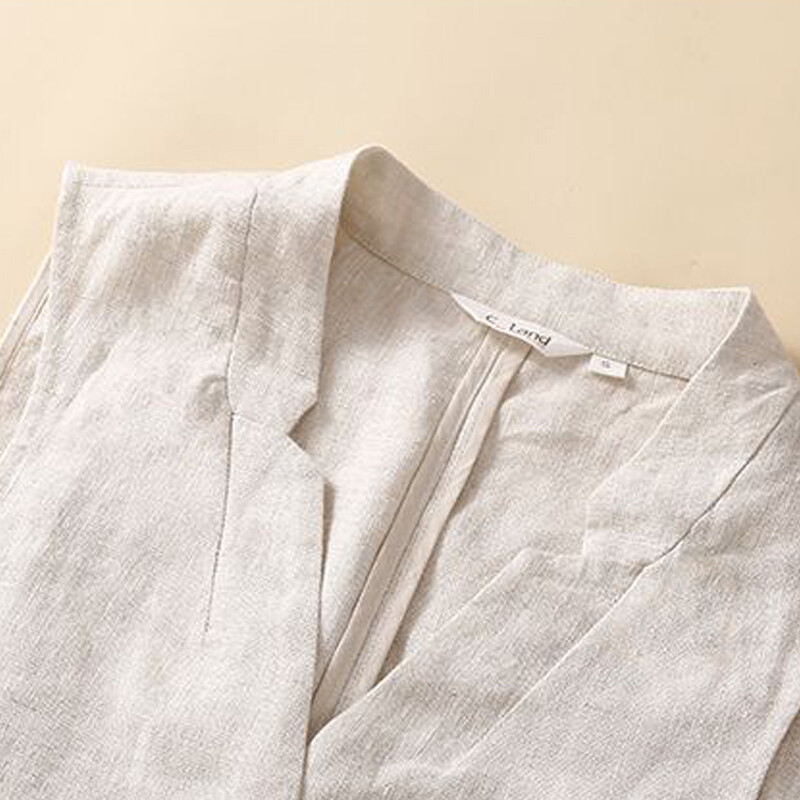 Prsluk bez rukava od pamuka i lana V-izrez Ženski prsluk za proljeće i ljeto, novi korejski stil, moderan, elegantan ležeran gornji dio prsluka