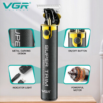 VGR Hair Trimmer T9 Professional Haircut Machine Cordless Rechargeable Bald Trimmer for Men V 082