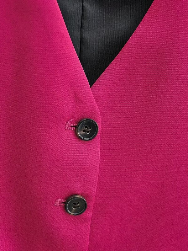 Moda pentru femei, cu decolteu în V, fără mâneci, buzunare, vestă scurtă, jachetă de birou pentru damă, cu un singur piept, vestă casual subțire, Topuri CT2208