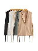 TRAF Ženska moda sa slavinama, bočnim otvorima za ventilaciju, prsluk Vintage Ženska gornja odjeća bez rukava s prednjim gumbima, Chic Topovi s prslukom