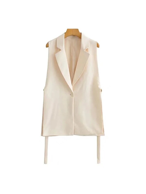 TRAF Ženska moda sa slavinama, bočnim otvorima za ventilaciju, prsluk Vintage Ženska gornja odjeća bez rukava s prednjim gumbima, Chic Topovi s prslukom