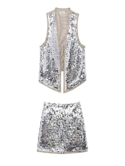 Zevity ženski Euro V izrez sa šljokičastim dizajnom Patchwork prsluk jakna Ženska jakna bez rukava s otvorenim šavovima Ležerni retro gornji dio prsluka CT6229