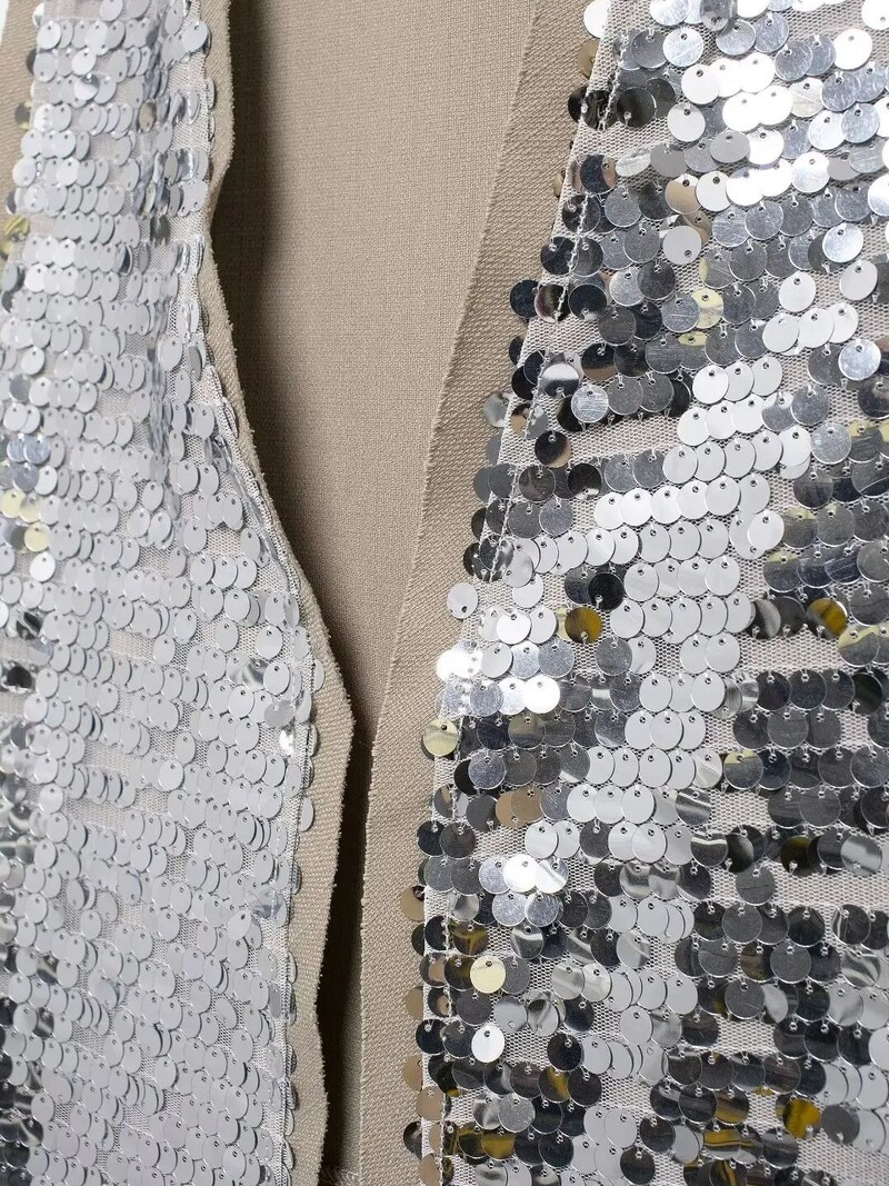 Zevity ženski Euro V izrez sa šljokičastim dizajnom Patchwork prsluk jakna Ženska jakna bez rukava s otvorenim šavovima Ležerni retro gornji dio prsluka CT6229