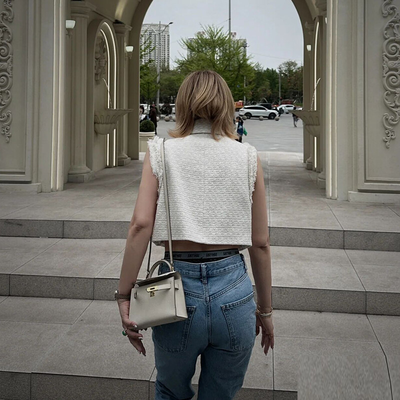 TRAF Proljeće Ljeto Vest Jakna Ženska 2024 Nova modna Ravna Kratka Elegantna Ženska Kaput Chic Street Mladi Kaput