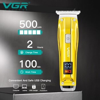 VGR Hair Clipper Ηλεκτρικό μηχάνημα κοπής Ασύρματο μηχάνημα κούρεμα Επαναφορτιζόμενη κουρευτική μηχανή Φορητή κουρευτική μηχανή για άνδρες V-956