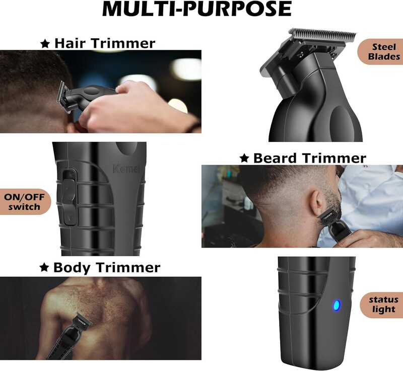 Kemei profesionalni električni trimer za bradu za muškarce, brijački stroj za šišanje, punjivi, šišač za ćelavu kosu, stroj za šišanje