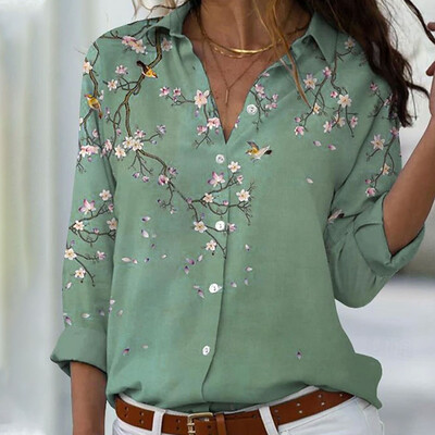Cămașă cu mâneci lungi, cu mâneci lungi, cu buline imprimate 3D, la modă pentru femei, cămăși cu un singur piept, 2024, primăvară și vară, bluze pentru femei