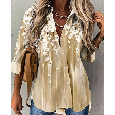 Cămașă cu mâneci lungi, cu mâneci lungi, cu buline imprimate 3D, la modă pentru femei, cămăși cu un singur piept, 2024, primăvară și vară, bluze pentru femei