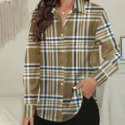 Cămașă cu mâneci lungi, cu mâneci lungi, cu buline imprimate 3D, la modă pentru femei, cămăși cu un singur piept, 2024, primăvară și vară, bluze pentru femei