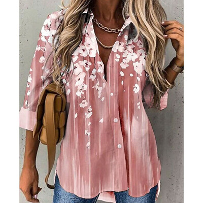 Cămașă cu mâneci lungi, cu mâneci lungi, cu buline imprimate 3D, la modă pentru femei, cămăși cu un singur piept, 2024, primăvară și vară, bluze pentru femei
