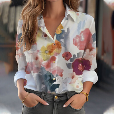 Cămașă cu mâneci lungi, cu mâneci lungi, cu buline imprimate 3D, la modă pentru femei, cămăși cu un singur piept, 2024, primăvară și vară, bluze pentru femei