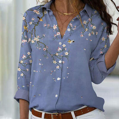 Cămașă cu mâneci lungi, cu mâneci lungi, cu buline imprimate 3D, la modă pentru femei, cămăși cu un singur piept, 2024, primăvară și vară, bluze pentru femei