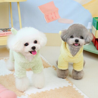 Salopete pentru modelare cățeluș dinozaur iarnă animal de companie drăguț fleece teddy haine calde pudel îmbrăcăminte îngroșată cu patru picioare