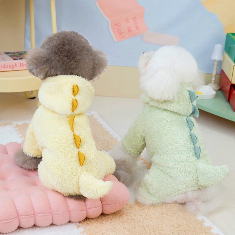 Puppy Dinosaur Modeling Kombinezoni Zimski Ljubimac Slatki flis Teddy Topla odjeća Pudlica Deblja odjeća za četveronoške