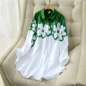 Cămăși Bluză Femei 2024 Primăvară Vară Toamnă Nou Cusătură Lungime mijlocie Camasă Albă Design Lejer Casual Flore Topuri Femei