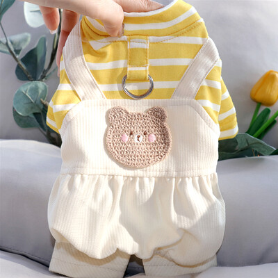 Hlače za kućne ljubimce s četiri noge Odjeća za pse na uzici Teddy Ljetni kombinezon Pulover za male pse iz crtića Schnuzer Prozračna odjeća