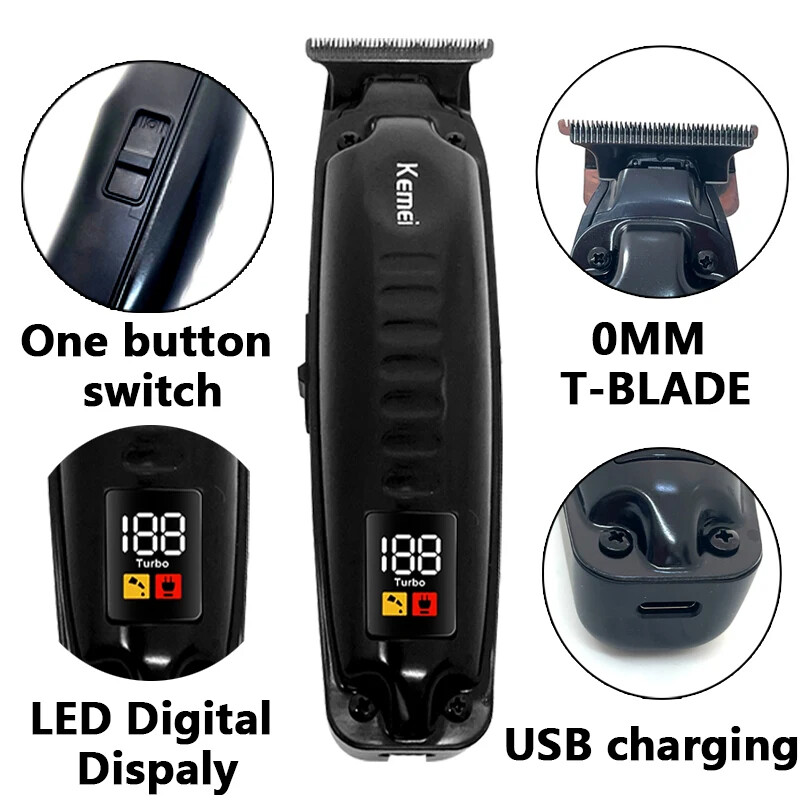 Kemei KM-1578 muški aparat za šišanje Punjivi aparat za šišanje Profesionalni LCD digitalni zaslon Punjač USB stroj za šišanje