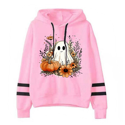 Vintage ženske majice Y2K za Noć vještica, slatka majica s printom cvjetova bundeve i dugih rukava, modna ulična majica s kapuljačom za Noć vještica