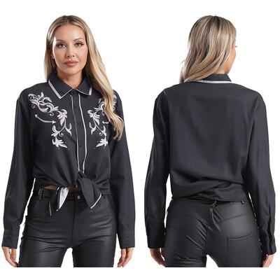 Ženska starinska majica s printom, ležerna košulja s dugim rukavima i dugmadima, dnevna odjeća, kostim kaubojke za cosplay, tematsku zabavu, praznike