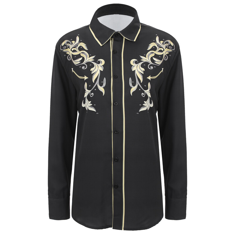 Ženska starinska majica s printom, ležerna košulja s dugim rukavima i dugmadima, dnevna odjeća, kostim kaubojke za cosplay, tematsku zabavu, praznike