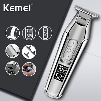 Kemei 5027 Barber Hair Trimmer Zero Gapped Cordless Edge Hair Clipper Μηχάνημα στενής κοπής για επένδυση Οθόνη LCD για ξηρό ξύρισμα