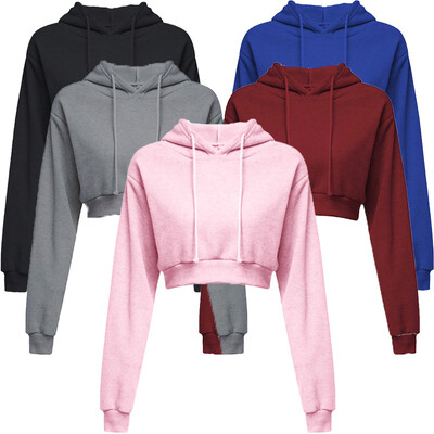 Hanorac cu glugă pentru femei la modă nouă, haină scurtă, pulover sport, topuri cu glugă, haine de toamnă iarnă, crop top