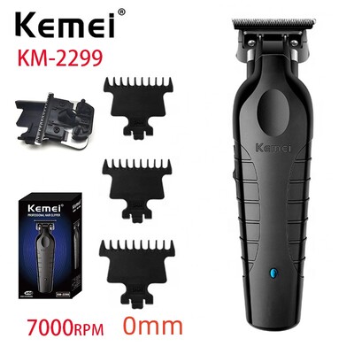 Kemei KM-2299 bezvadu trimmeris C tipa uzlādējams elektrisks matu griezējs Barber Zero Gapped Finish matu griešanas mašīna 7000 RPM