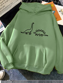 Hirsionsan Kawaii Dinosaurs Print Hoodies Γυναικεία μαλακά ζεστά χαλαρά casual αθλητικά Γυναικεία φούτερ Fleece Γυναικεία ρούχα 2023