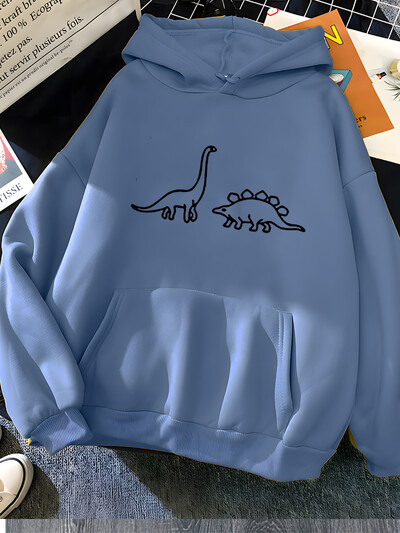 Hirsionsan Kawaii Dinosaurs Print Hoodies Γυναικεία μαλακά ζεστά χαλαρά casual αθλητικά Γυναικεία φούτερ Fleece Γυναικεία ρούχα 2023