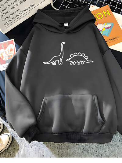 Hirsionsan Kawaii Dinosaurs Print Hoodies Γυναικεία μαλακά ζεστά χαλαρά casual αθλητικά Γυναικεία φούτερ Fleece Γυναικεία ρούχα 2023