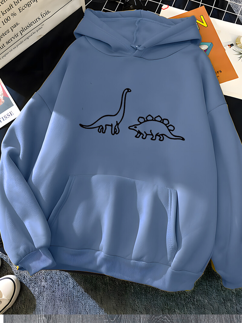 Hirsionsan Kawaii Dinosaurs Print Hoodies Γυναικεία μαλακά ζεστά χαλαρά casual αθλητικά Γυναικεία φούτερ Fleece Γυναικεία ρούχα 2023