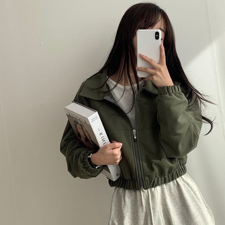 Ženska jesenska Y2k odjeća dugih rukava Prozračna ležerna jednobojna Ropa Mujer retro korejska 2024. skraćena svijetlosiva majica s patentnim zatvaračem