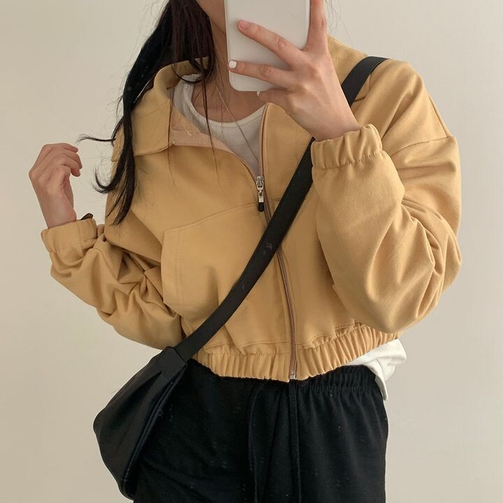 Ženska jesenska Y2k odjeća dugih rukava Prozračna ležerna jednobojna Ropa Mujer retro korejska 2024. skraćena svijetlosiva majica s patentnim zatvaračem