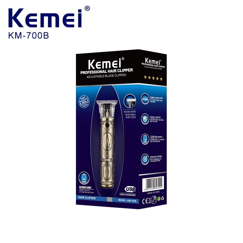 Kemei profesionalni električni aparat za šišanje Precizni trimer za bradu Retro reljef punjiva uljna glava Carving Push Shear KM-700B