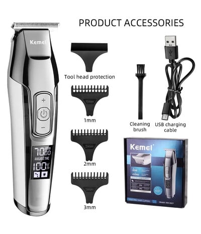 Kemei KM-5027 Rezanje dlačica Tihi aparati za šišanje Trimer za kosu Punjivi