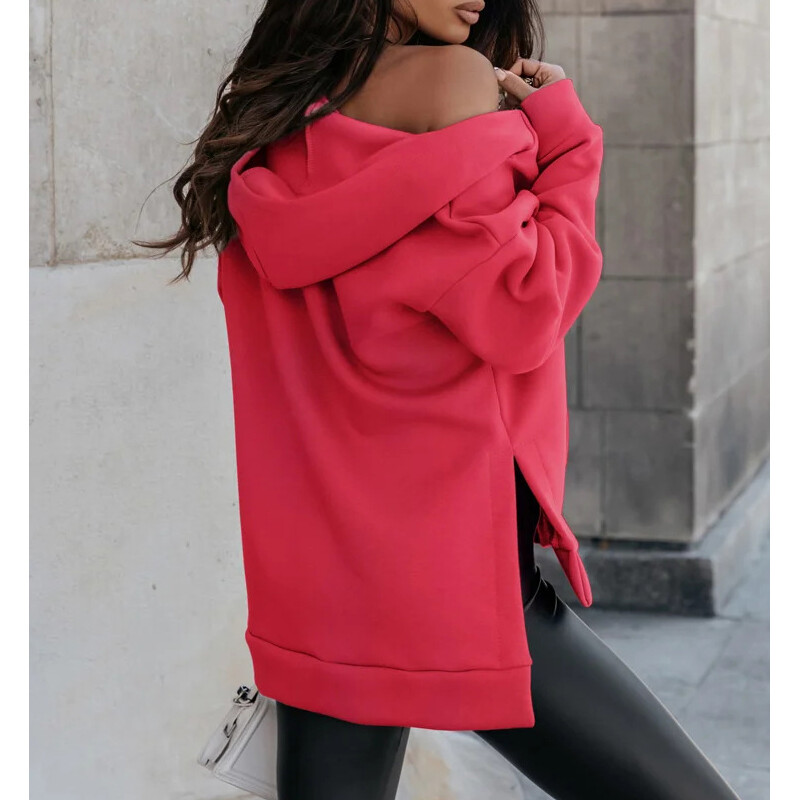 Jesen Zima Ženska ležerna ulična odjeća Oversize Asimetrična jakna s kapuljačom na patentni zatvarač Harajuku Y2K Kaput s kapuljačom dugih rukava