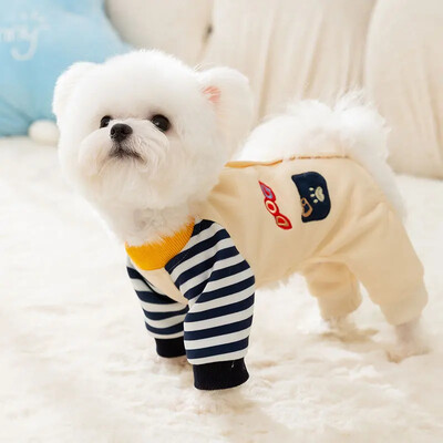 Versiunea coreeană de haine drăguțe pentru câini din desene animate, salopete cu patru picioare moale pentru câini, teddy, chihuahua, accesorii pentru animale de companie, pijamale calde de iarnă