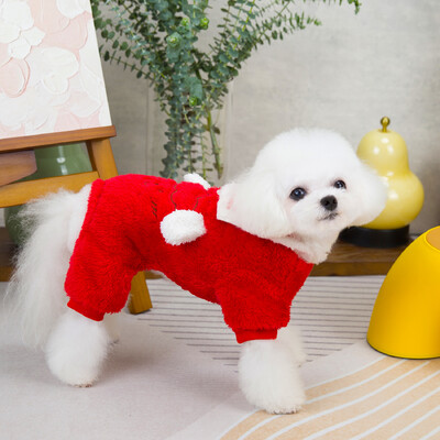 Câine Guler bleumarin Palton cu patru picioare pentru animale de companie Câine mic, pisică, salopetă de pluș, toamnă și iarnă, caldă de miel, haină din lână cu patru picioare, pijamale pentru câini