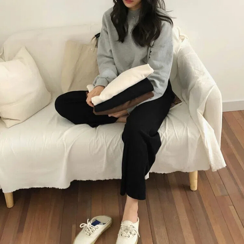 Naiste dressipluusid Kärbitud Üliõpilane Solid College Ins Trendikas Basic Soe Sale Sügis Lihtne kõiksobiv Mujer pikkade varrukatega uued riided