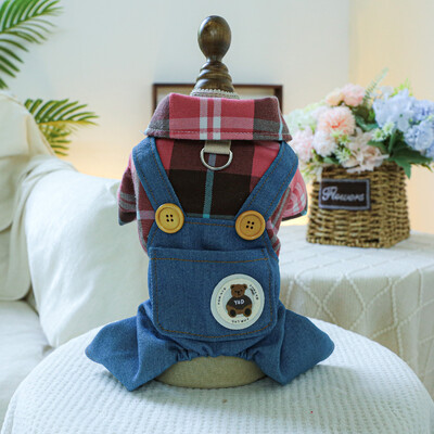 1 tk Lemmikloomarõivad Kevad- ja sügisrõõmsad kauboi nelja jalaga rihmapüksid, mis sobivad väikestele ja keskmise suurusega koertele