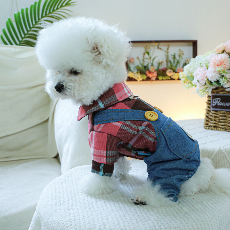 1 tk Lemmikloomarõivad Kevad- ja sügisrõõmsad kauboi nelja jalaga rihmapüksid, mis sobivad väikestele ja keskmise suurusega koertele