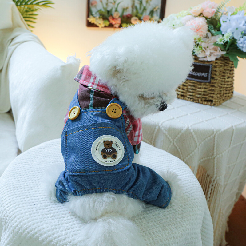 1 tk Lemmikloomarõivad Kevad- ja sügisrõõmsad kauboi nelja jalaga rihmapüksid, mis sobivad väikestele ja keskmise suurusega koertele