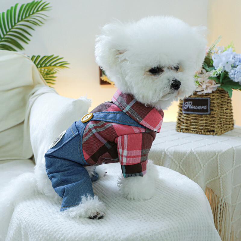 1 tk Lemmikloomarõivad Kevad- ja sügisrõõmsad kauboi nelja jalaga rihmapüksid, mis sobivad väikestele ja keskmise suurusega koertele